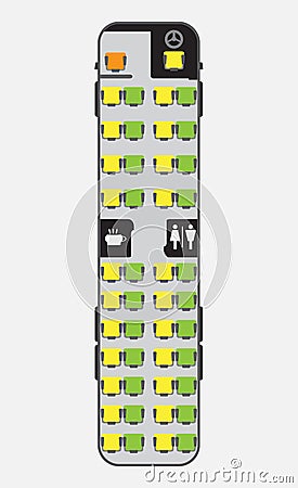 15 Meter bus seat map Vector Illustration