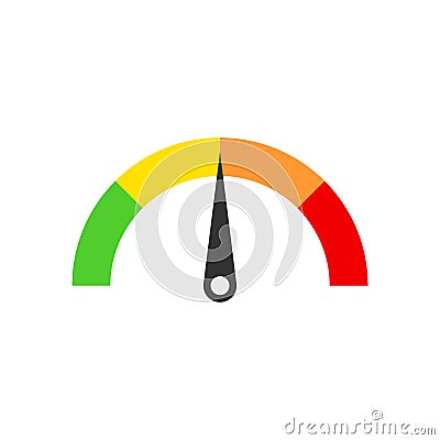 Meter dashboard icon in flat style. Credit score indicator level Vector Illustration