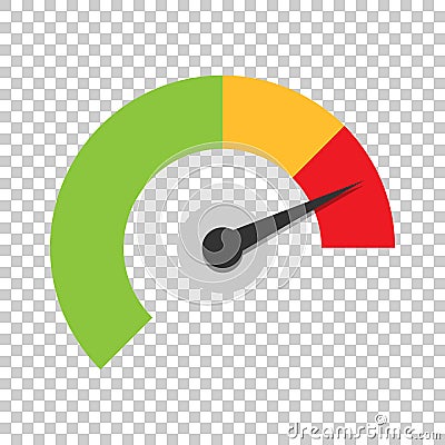 Meter dashboard icon in flat style. Credit score indicator level Vector Illustration