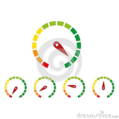 Meter signs infographic gauge element from red to green and green to red vector illustration Vector Illustration