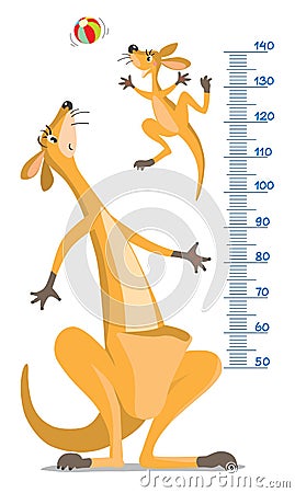 Meter wall with two funny kangaroo Cartoon Illustration