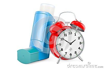 Metered-dose inhaler, MDI with alarm clock, 3D rendering Stock Photo