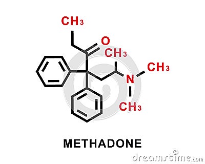 Methadone chemical formula. Methadone chemical molecular structure. Vector illustration Vector Illustration