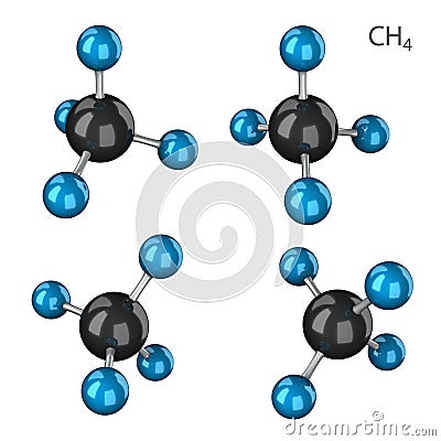 Methane molecule set Stock Photo