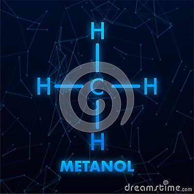Methanol Chemical Formula Structure with Plexus Effect Representing Science and Research Stock Photo