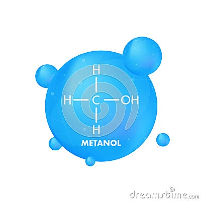 Methanol concept chemical formula icon label, text font vector illustration Vector Illustration