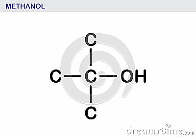 Methanol molecule illustration Cartoon Illustration