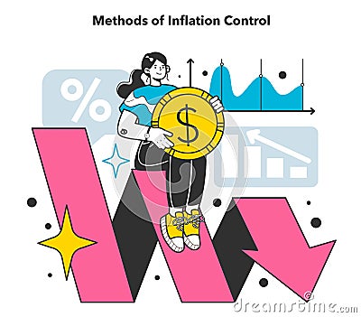 Methods of inflation control. Economics crisis recovery measures Vector Illustration