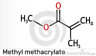 Methyl methacrylate, MMA molecule. It is methyl ester of methacrylic acid, is monomer for the production of polymethyl Cartoon Illustration