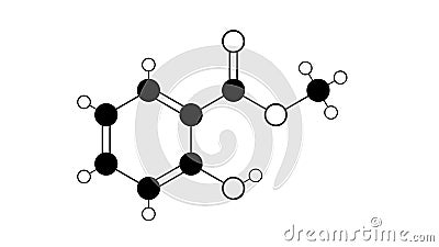 methyl salicylate molecule, structural chemical formula, ball-and-stick model, isolated image methyl ester of salicylic acid Stock Photo
