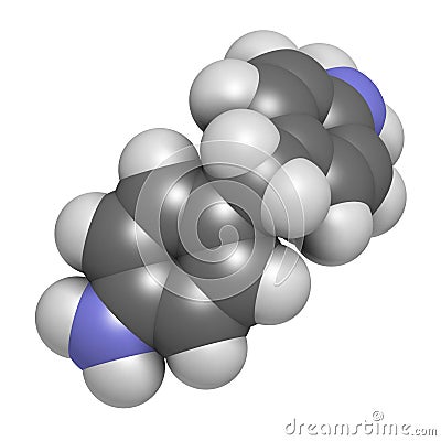 4,4`-methylenedianiline methylenedianiline, MDA molecule. 3D rendering. Suspected carcinogen, on the list of substances of ver Stock Photo