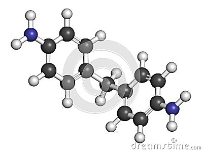 4,4\'-methylenedianiline (methylenedianiline, MDA) molecule. Suspected carcinogen, on the list of substances of very high concern. Stock Photo