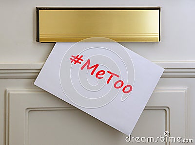 MeToo hashtag message on envelope Stock Photo