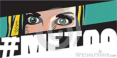 metoo. Me too movement pop art style banner with woman face Vector Illustration