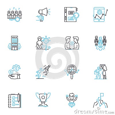 Metrics and tables linear icons set. Analytics, Metrics, Data, Table, Chart, Spreadsheet, Numbers line vector and Vector Illustration