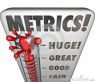 Metrics Thermometer Gauge Measuring Performance Results Stock Photo