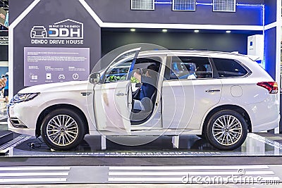 Metro Manila, Philippines - A 2023 Mitsubishi Outlander PHEV on display at the Philippine International Motor Show Editorial Stock Photo