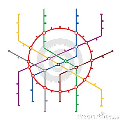 Metro Map Vector. Subway Map Design Template. Colorful Background With Stations Vector Illustration