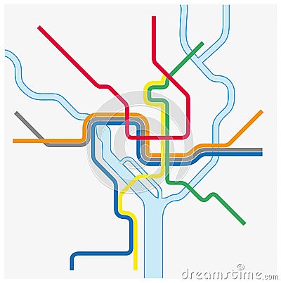 Metro map of Washington DC, United states Vector Illustration