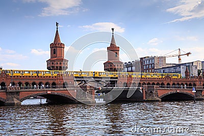 Metro on OberbaumbrÃ¼cke, Berlin Editorial Stock Photo