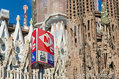 Metro sign. Editorial Stock Photo