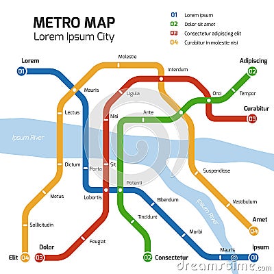 Metro subway map. Vector transportation concept Vector Illustration