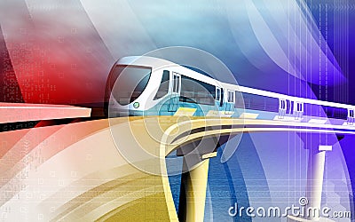 Metro train Cartoon Illustration