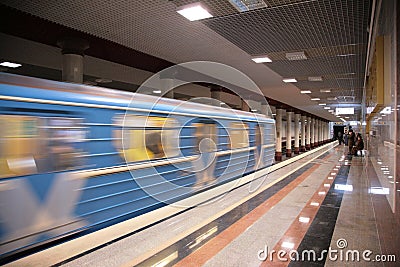 Metro train arrival Stock Photo