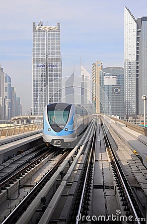 Metro Train in Dubai Editorial Stock Photo