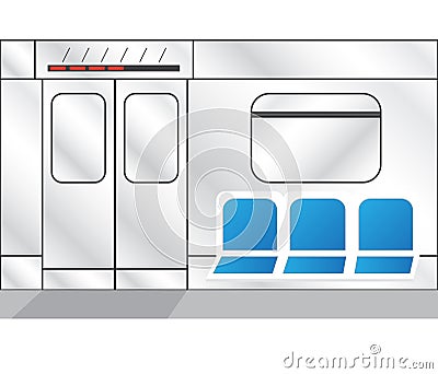 Metro train interior Cartoon Illustration