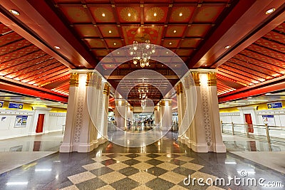 Metro underground subway station Sanam Chai of MRTA Blue Line in Bangkok, Thailand Editorial Stock Photo