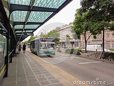 Metrobus, the bus rapid transit lane for public passenger transport in Buenos Aires Editorial Stock Photo
