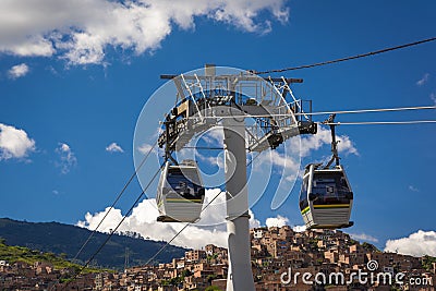 Metrocable Line J of the Medellin Metro or Metrocable Nuevo Occidente Editorial Stock Photo