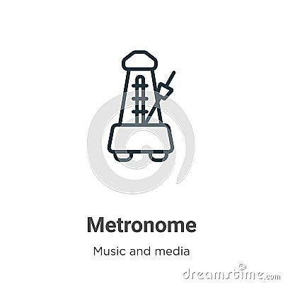 Metronome outline vector icon. Thin line black metronome icon, flat vector simple element illustration from editable music concept Vector Illustration