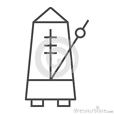 Metronome thin line icon, musical and tempo, equipment sign, vector graphics, a linear pattern on a white background. Vector Illustration