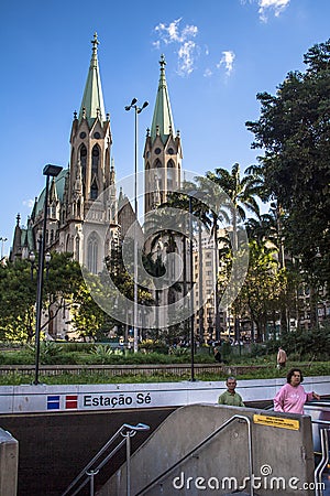 Metropolitan Cathedral in Sao Paulo Editorial Stock Photo