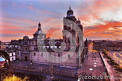 Metropolitan Cathedral Zocalo Mexico City Mexico Sunrise Editorial Stock Photo