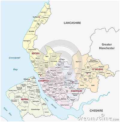 Metropolitan county merseyside map Vector Illustration