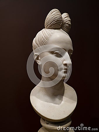 Metropolitan museum, NY woman portrait, sculpture, white marble Editorial Stock Photo