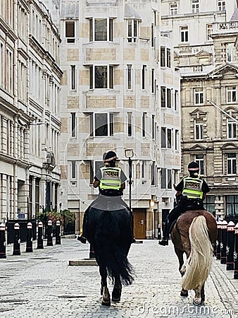 The Metropolitan Police Mounted Branch is a Met Operations branch of London`s Metropolitan Police who operate on horseback. Editorial Stock Photo