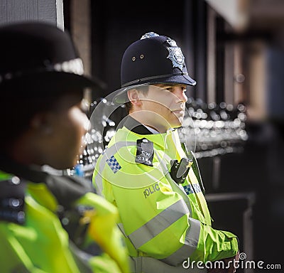 Metropolitan Policewoman on duty in London Editorial Stock Photo