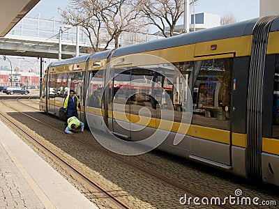 Metropolitan subway driver controls security Editorial Stock Photo