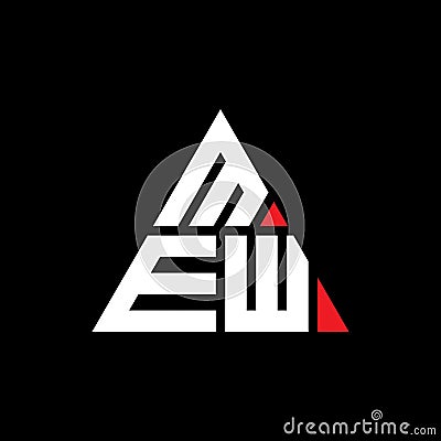 MEW triangle letter logo design with triangle shape. MEW triangle logo design monogram. MEW triangle vector logo template with red Vector Illustration