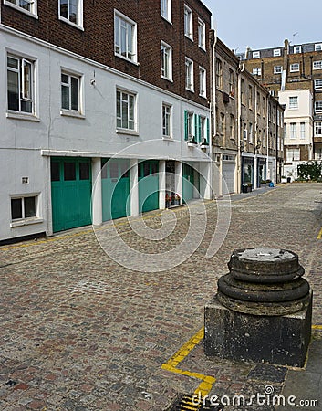 Cobbled street & London Mews Properties. U.k Editorial Stock Photo