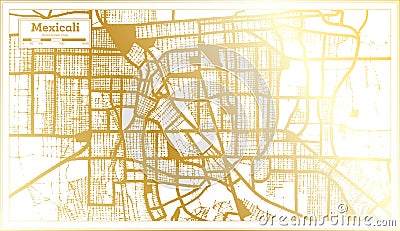 Mexicali Mexico City Map in Retro Style in Golden Color. Outline Map Stock Photo