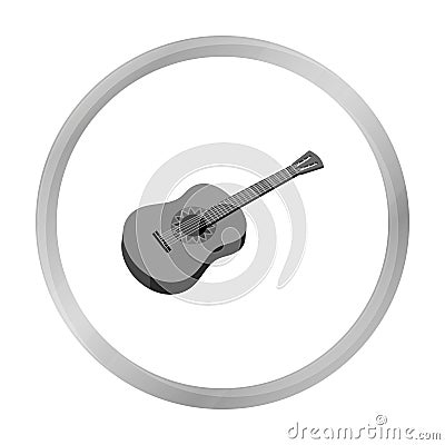 Mexican acoustic guitar icon in monochrome style isolated on white background. Mexico country symbol stock vector Vector Illustration