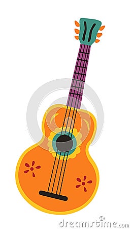 Mexican acoustic guitars for flamenco players Vector Illustration