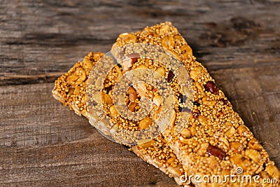 Mexican amaranth bar with peanuts and honey also called alegria Stock Photo