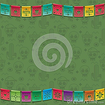 Mexican bunting decoration Vector Illustration