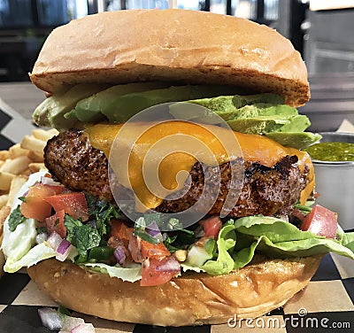 Mexican Burger Baja Avocado Pico de Gallo Stock Photo